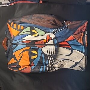 😻 3D printing retro abstract cat art multi-color winter hooded zipper co